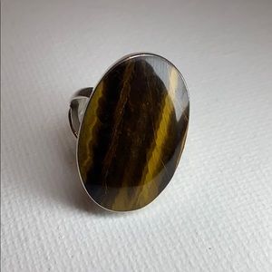 Natural Tiger Eye Silver Ring